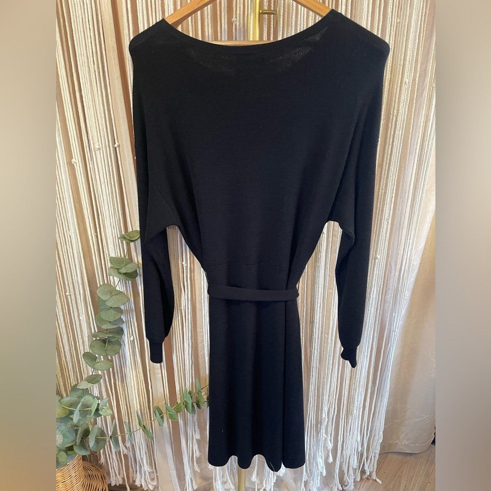 New With Tags Lane Bryant Black Knit Long Sleeve Dress with Belt size 18/20 - Picture 7 of 7